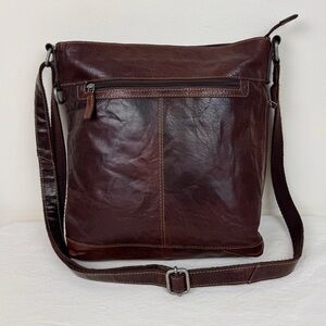 Jack Georges Brown Leather Crossbody Voyager Bag